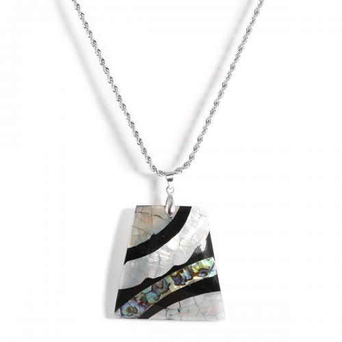 Shell Necklaces, with Tibetan Style, with 6cm extender chain, Trapezium, silver color plated, fashion jewelry & Unisex, 44x45mm, Length:Approx 58 cm, Sold By PC