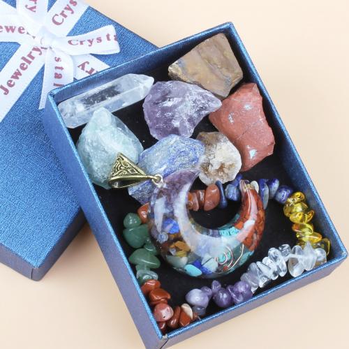 Gemstone jóias moda, misto de pedras semi-preciosas, Sustentável, cores misturadas, vendido por box