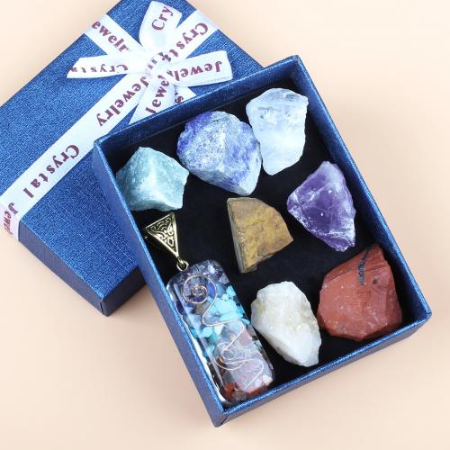 Gemstone jóias moda, misto de pedras semi-preciosas, joias de moda, cores misturadas, 73x93mm, vendido por box