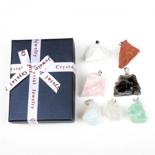 Bijoux Pendentifs en pierres gemmes, pierre gemme, DIY, couleurs mélangées, 73x93mm, Vendu par boîte