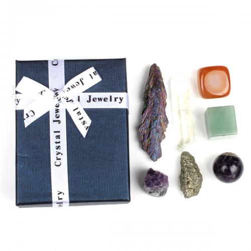 Decoração da moda, misto de pedras semi-preciosas, joias de moda, cores misturadas, 73x93mm, vendido por box
