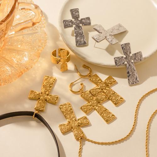 Fashion Stainless Steel Jewelry Sets 304 Stainless Steel Cross plated fashion jewelry golden Sold By PC