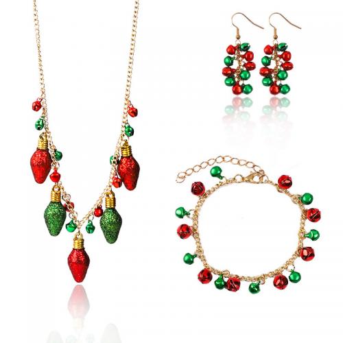 Tibetan Style Jewelry Set, bracelet & earring & necklace, painted, Christmas Design & three pieces & for woman, nickel, lead & cadmium free, Sold By Set