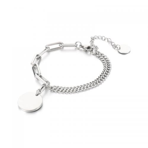 Stainless Steel Jewelry Bracelet, 304 Stainless Steel, polished, Double Layer & fashion jewelry & Unisex, original color, nickel, lead & cadmium free, Length:Approx 240 mm, Sold By PC