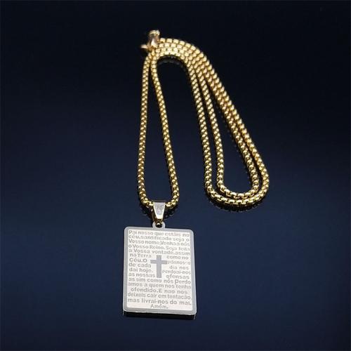Edelstahl Schmuck Halskette, 304 Edelstahl, 18K vergoldet, Modeschmuck & für den Menschen, keine, frei von Nickel, Blei & Kadmium, 25x35mm, Länge:ca. 60 cm, verkauft von PC