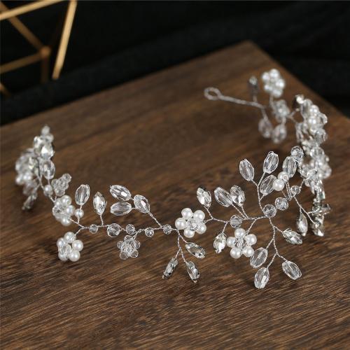Headband brass wire with Crystal & Plastic Pearl fashion jewelry & for woman silver color nickel lead & cadmium free Sold By PC
