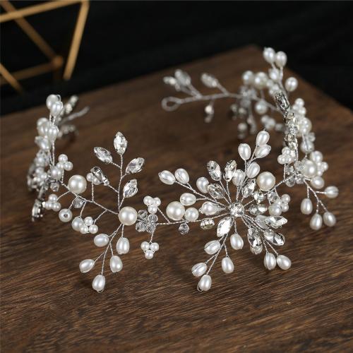 Headband Zinc Alloy with Crystal & Plastic Pearl fashion jewelry & for woman silver color nickel lead & cadmium free Sold By PC
