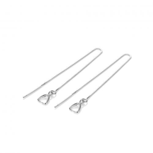 925 Sterling Silver Earring Drop Findings plated DIY & box chain Sold By Pair