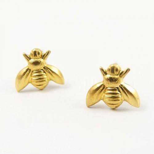 Tibetan Style Stud Earring, Bee, plated, fashion jewelry & for woman, more colors for choice, nickel, lead & cadmium free, 10x5mm, 12Pairs/Bag, Sold By Bag