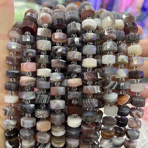 Natürliche Botswana Achat Perlen, flache Runde, DIY & facettierte, gemischte Farben, 7x12mm, verkauft per ca. 38 cm Strang