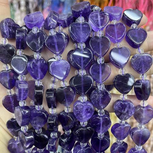 Natural Amethyst Beads, Heart, DIY, purple, 16mm, Sold Per Approx 38 cm Strand