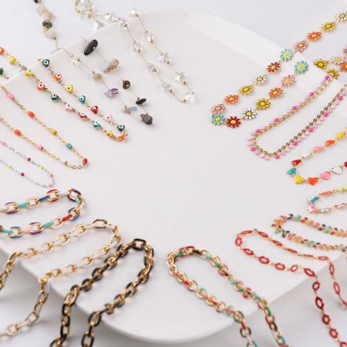 Decorative Beaded Chain 304 Stainless Steel with Gemstone & Crystal Vacuum Ion Plating DIY & enamel nickel lead & cadmium free Length Approx 50 cm Sold By PC
