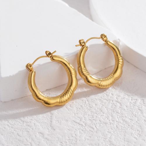 Titanium Steel  Earring 18K gold plated fashion jewelry & for woman nickel lead & cadmium free Sold By Pair