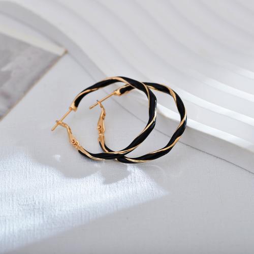 Brass Hoop Earring, fashion jewelry & for woman & enamel, more colors for choice, nickel, lead & cadmium free, 35x35mm, Sold By Pair