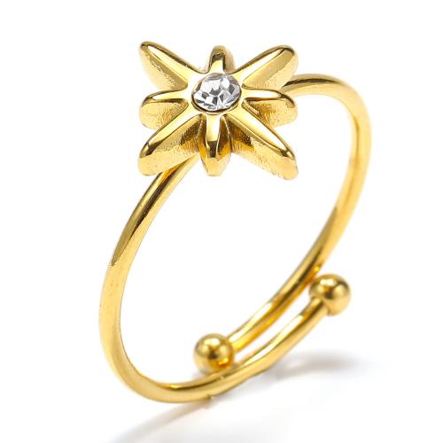 Titantium Steel δάχτυλο του δακτυλίου, Titanium Steel, κοσμήματα μόδας & για τη γυναίκα & με στρας, χρυσαφένιος, Sold Με PC