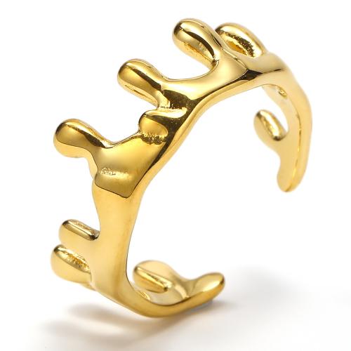 Anillo de dedo de Titantium Acero, Partículas de acero, Joyería & para mujer, dorado, Vendido por UD