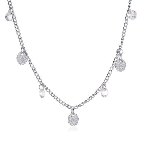 Zinc Alloy Jewelry Necklace with Crystal with 8cm extender chain silver color plated fashion jewelry & for woman silver color nickel lead & cadmium free Sold Per Approx 46 cm Strand