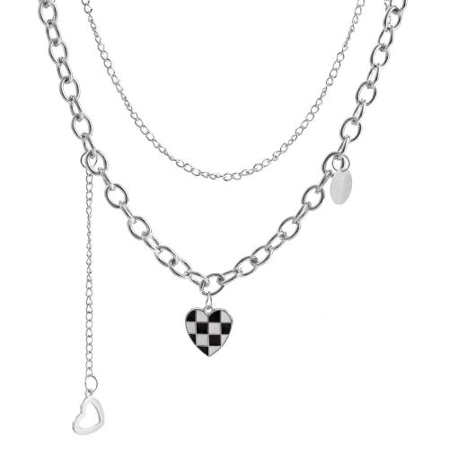 Nehrđajući čelik Chain Necklace džemper, 304 nehrđajućeg čelika, s 5.5cm Produžetak lanac, Dvostruki sloj & modni nakit & za žene, izvorna boja, Prodano Per Približno 41.5 cm Strand