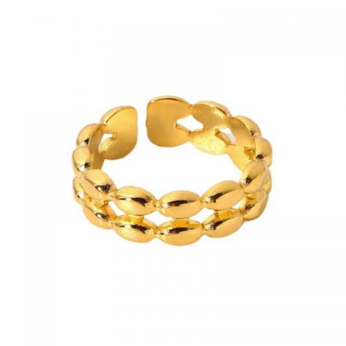 Anel de dedo de aço inoxidável, Aço inoxidável 304, joias de moda & para mulher, dourado, outside diameter 19.5mm,diameter of wire 1.7mm, height 6.7mm, vendido por PC