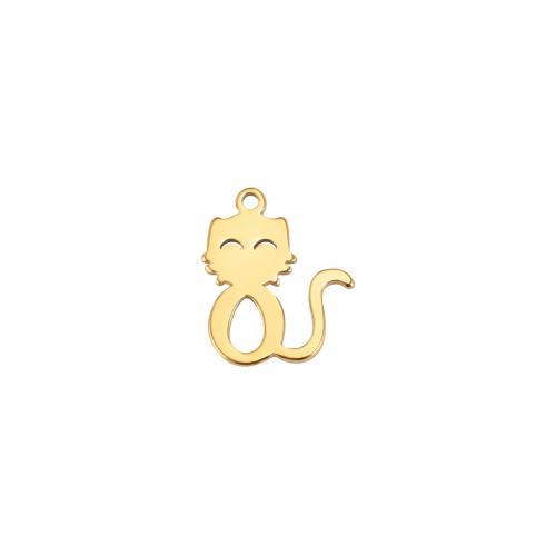 Stainless Steel Animal Pendants 304 Stainless Steel Cat Vacuum Ion Plating DIY Sold By PC