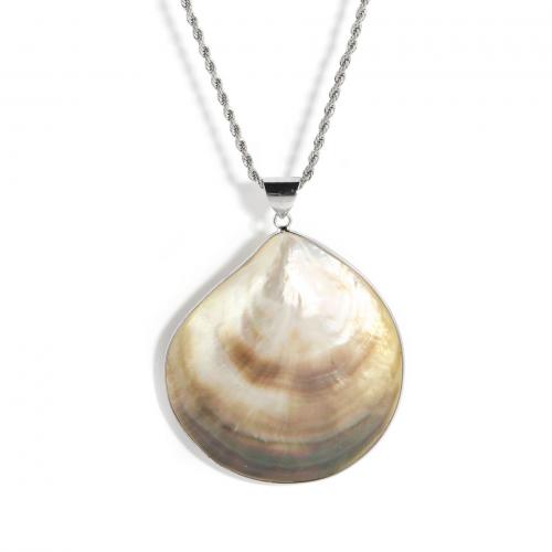 Shell Necklaces, with Tibetan Style, with 6cm extender chain, silver color plated, fashion jewelry & for woman, 58x64mm, Length:Approx 59 cm, Sold By PC