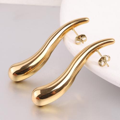 Stainless Steel Stud Earrings, 304 Stainless Steel, Teardrop, plated, fashion jewelry & for woman, more colors for choice, 10x53mm, Sold By Pair