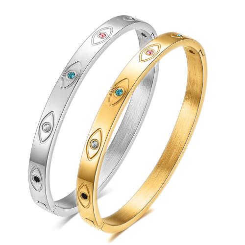 Evil Eye Smycken Armband, 304 rostfritt stål, Donut, plated, mode smycken & för kvinna & med strass, fler färger för val, Säljs av PC