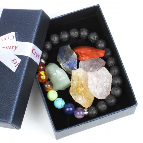 Gemstone Jewelry Sets, Ädelsten, mode smycken, blandade färger, 73x93mm, Säljs av Box