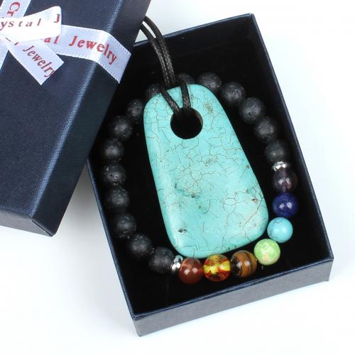 Natural Gemstone Jewelry Sets, fashion jewelry, mixed colors, 73x93mm, Sold By Box