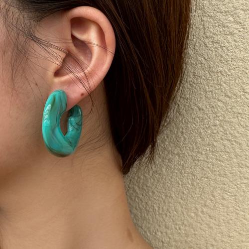Boucle d'oreille bijoux acrylique, bijoux de mode, plus de couleurs à choisir, 37x38mm, Vendu par paire