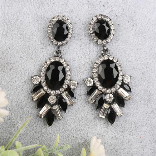 Tibetan Style Drop Earrings, with Crystal, plated, fashion jewelry & with rhinestone, more colors for choice, nickel, lead & cadmium free, 22x53mm, Sold By Pair