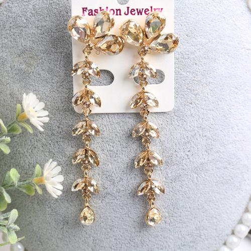 Zinc Alloy Drop Earrings with Crystal plated fashion jewelry nickel lead & cadmium free Sold By Pair