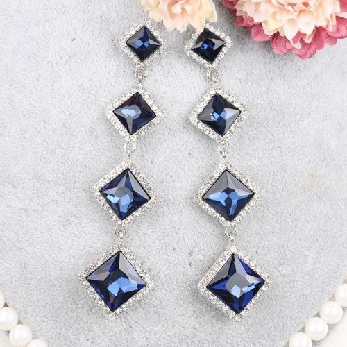 Tibetan Style Drop Earrings, with Crystal, plated, fashion jewelry & with rhinestone, more colors for choice, nickel, lead & cadmium free, 23x98mm, Sold By Pair
