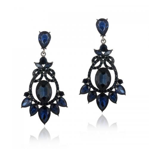 Zinc Alloy Drop Earrings plated fashion jewelry & with rhinestone nickel lead & cadmium free Sold By Pair
