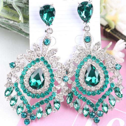 Zinc Alloy Drop Earrings with Crystal plated fashion jewelry & with rhinestone nickel lead & cadmium free Sold By Pair