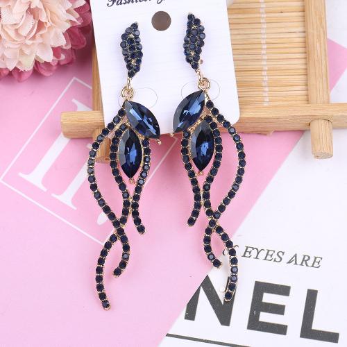 Zinc Alloy Drop Earrings with Crystal plated fashion jewelry & with rhinestone nickel lead & cadmium free Sold By Pair