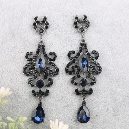 Tibetan Style Drop Earrings, with Crystal, plated, fashion jewelry & with rhinestone, more colors for choice, nickel, lead & cadmium free, 25x80mm, Sold By Pair