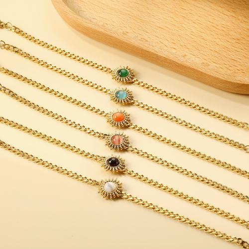 Stainless Steel Jewelry Bracelet, 304 Stainless Steel, with 3cm extender chain, gold color plated, fashion jewelry & different materials for choice & for woman, nickel, lead & cadmium free, Hole:Approx 2mm, Length:Approx 17 cm, Sold By PC