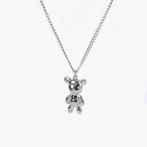 Stainless Steel Sweater Chain Necklace, 304 Stainless Steel, with 5cm extender chain, Bear, plated, fashion jewelry & Unisex, original color, nickel, lead & cadmium free, Length:Approx 50 cm, Sold By PC