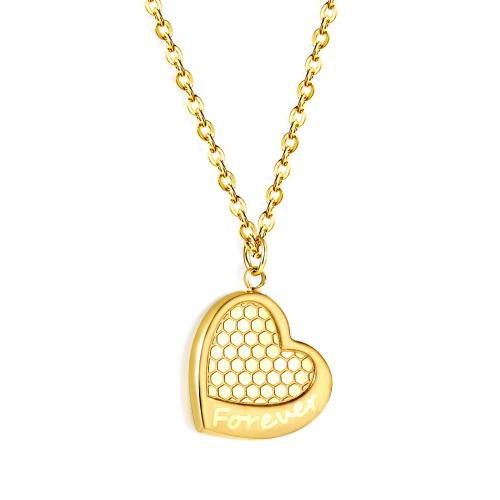 Stainless Steel Jewelry Necklace, 304 Stainless Steel, with 5cm extender chain, Heart, gold color plated, fashion jewelry & for woman, nickel, lead & cadmium free, Hole:Approx 2mm, Length:Approx 40 cm, Sold By PC