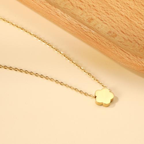 Stainless Steel Jewelry Necklace, 304 Stainless Steel, with 5cm extender chain, Flower, gold color plated, fashion jewelry & different styles for choice & for woman, nickel, lead & cadmium free, Hole:Approx 2mm, Length:Approx 45 cm, Sold By PC