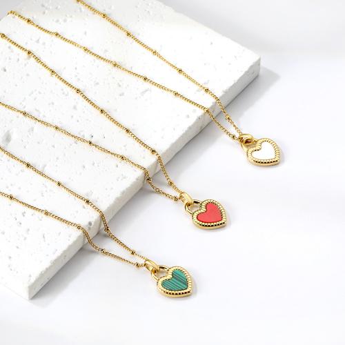 Stainless Steel Sweater Chain Necklace, 304 Stainless Steel, with Shell, with 5cm extender chain, Heart, gold color plated, fashion jewelry & for woman, more colors for choice, nickel, lead & cadmium free, Length:Approx 40 cm, Sold By PC