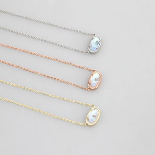 Brass Necklace, with Glass, with 7CM extender chain, plated, for woman, more colors for choice, Length:Approx 38 cm, Sold By PC