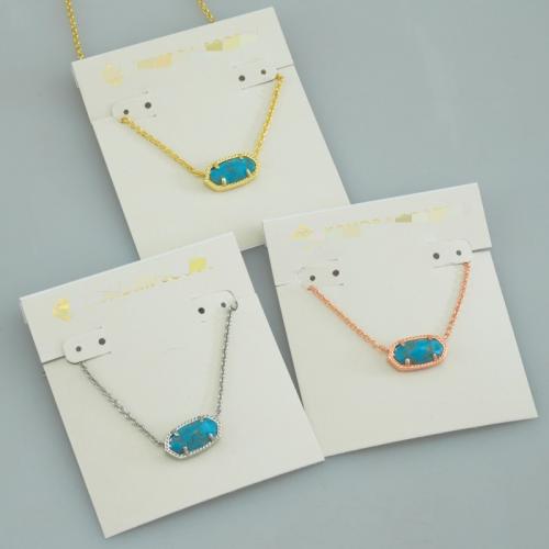 Brass Necklace with turquoise with 7CM extender chain plated for woman Length Approx 38 cm Sold By PC