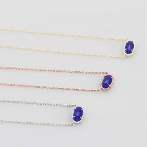 Brass Necklace, with Cats Eye, with 7CM extender chain, plated, for woman, more colors for choice, Length:Approx 40 cm, Sold By PC