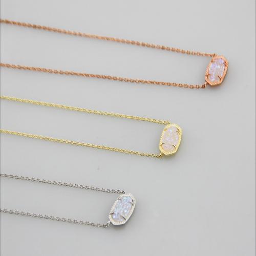 Brass Necklace, with Ice Quartz Agate, with 7CM extender chain, plated, for woman, more colors for choice, Length:Approx 40 cm, Sold By PC