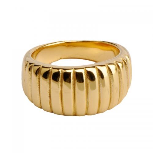 Titanium Čelik Finger Ring, pozlaćen, različite veličine za izbor & za žene, zlatan, Prodano By PC