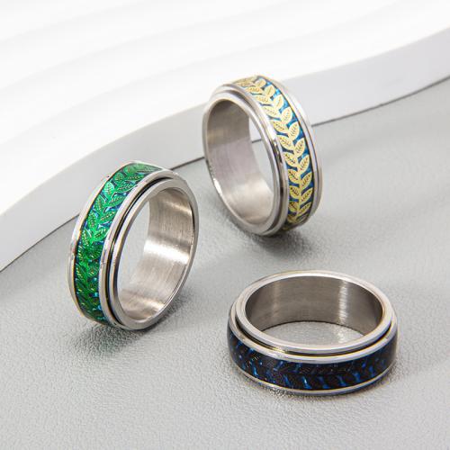 Ring Finger ze stali nierdzewnej, Stal nierdzewna 304, biżuteria moda & obrotowy & dla obu płci & różnej wielkości do wyboru, dostępnych więcej kolorów, bez zawartości niklu, ołowiu i kadmu, Width 8mm,Thickness 2mm, sprzedane przez PC