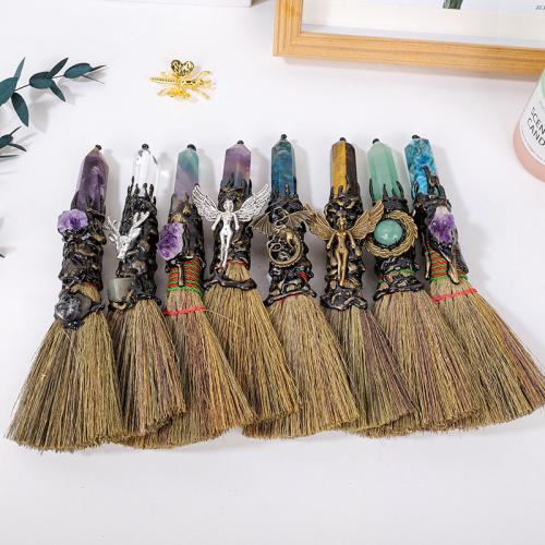 Quartz Decoration, with Straw & Tibetan Style, Broom, random style & different styles for choice, Sold By PC