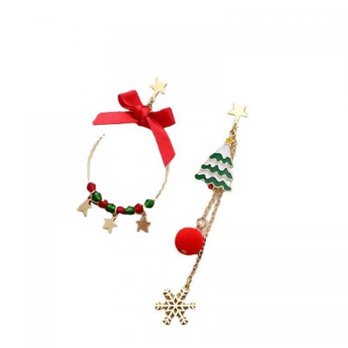 سبائك الزنك انخفاض القرط, مع قماش, مطلي, مجوهرات عيد الميلاد & أنماط مختلفة للاختيار & الصغرى تمهيد زركون & للمرأة & مينا, earring length 10-60mm, تباع بواسطة زوج